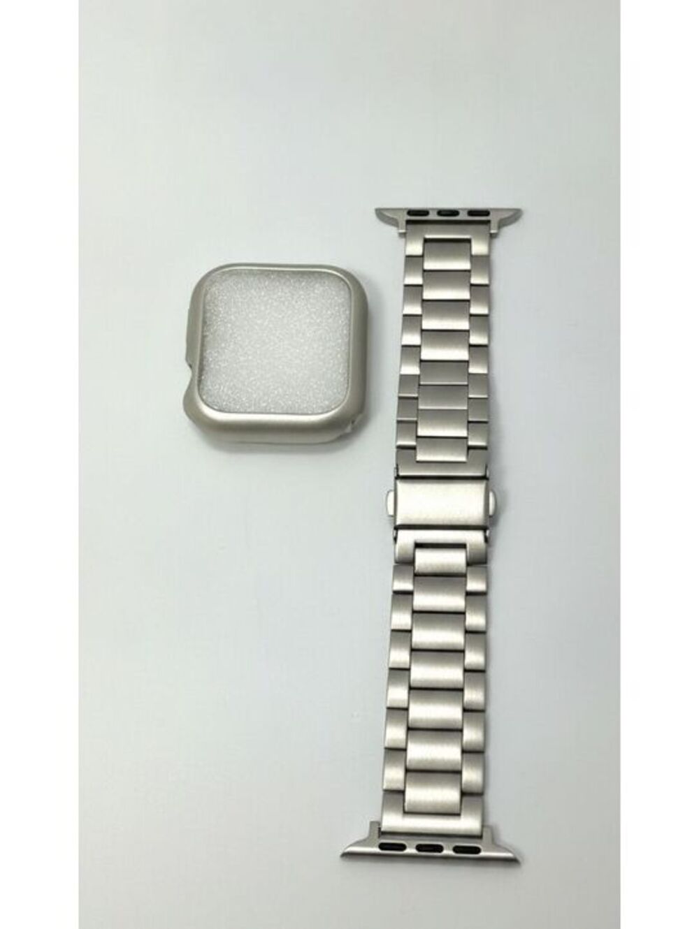 Silver Metal Link Watch Band Strap Screen Protector Bumper Case Smart Watch NWOT